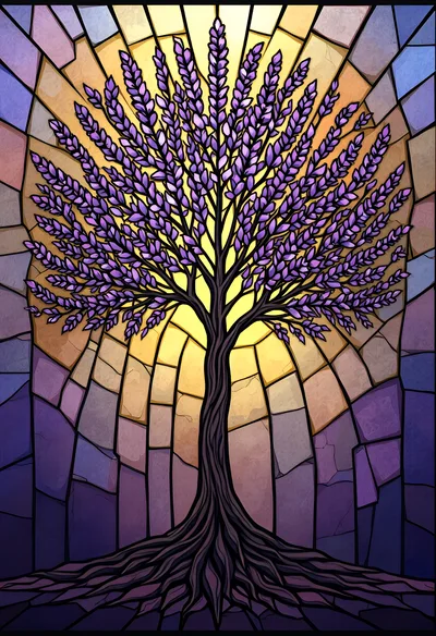 Stained Glass Tree With Purple Leaves