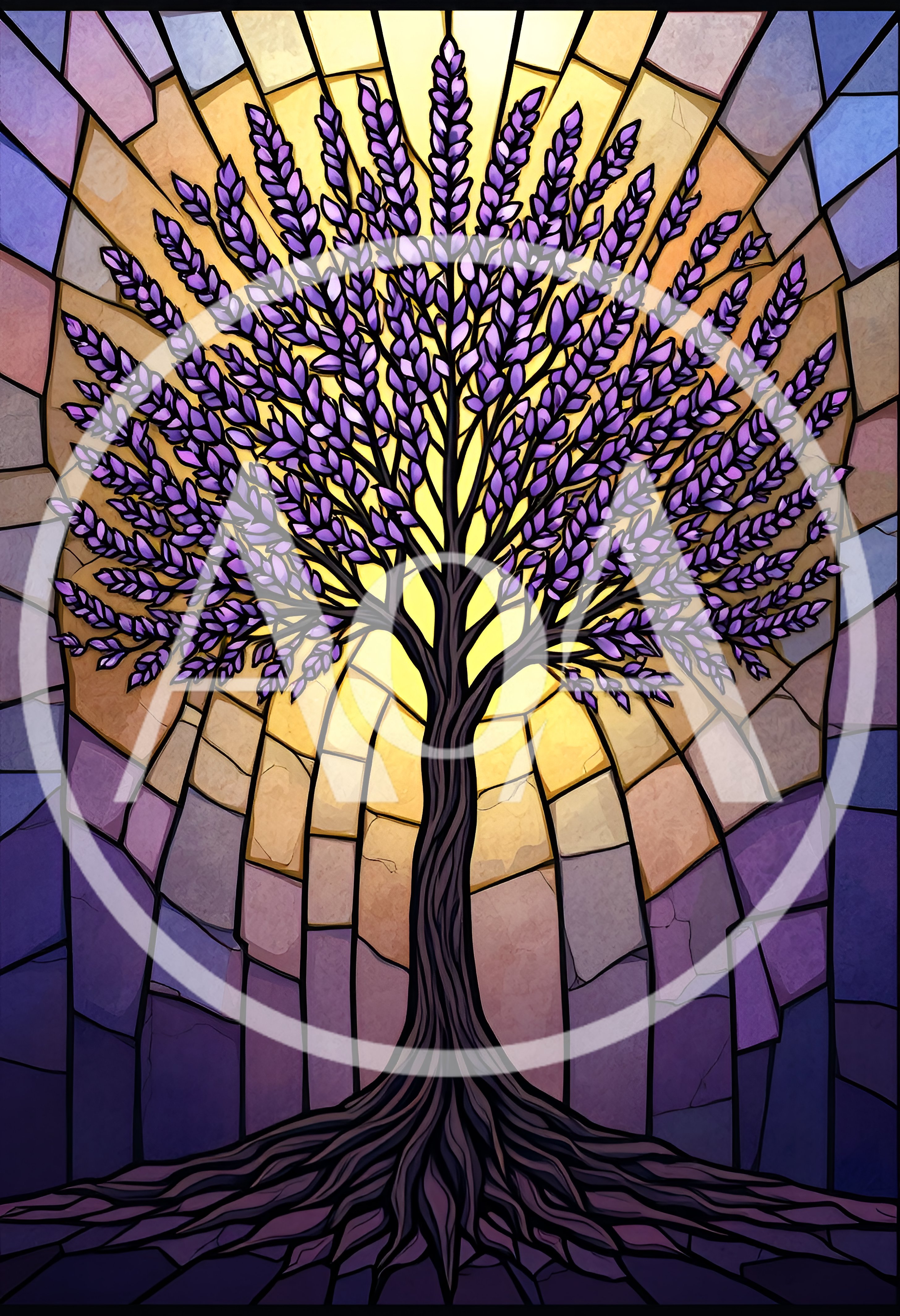 Stained Glass Tree With Purple Leaves