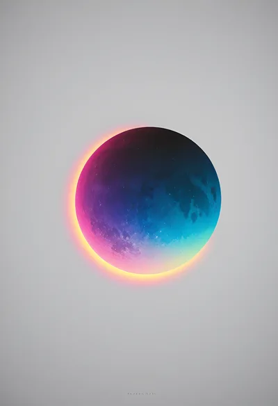 Abstract Gradient Moon With Glowing Edge