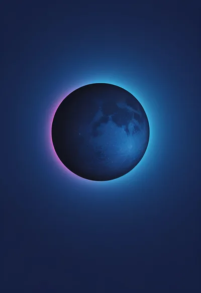 Glowing Blue Moon With Neon Rim Light