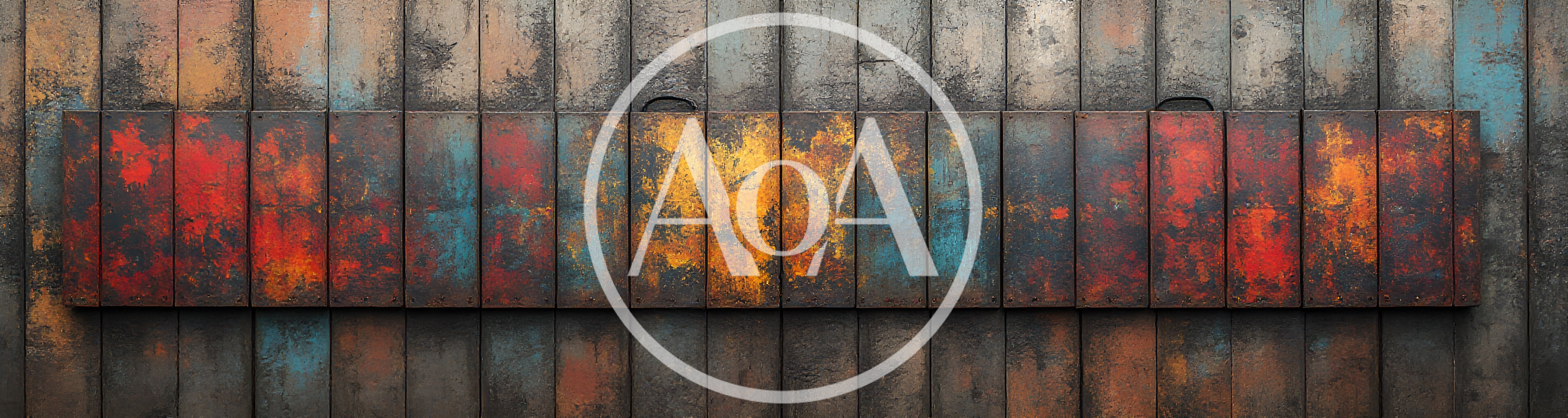 Abstract Metal Wall Art With Distressed Colorful Patina