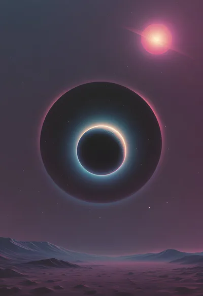 Surreal Alien Landscape With A Dark Eclipse