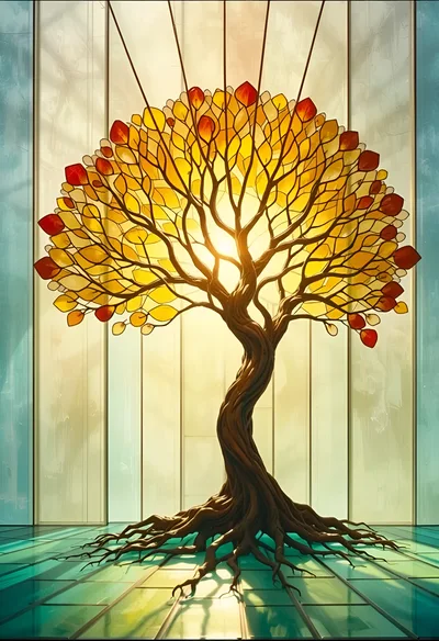 Stained Glass Tree Of Life Art Installation