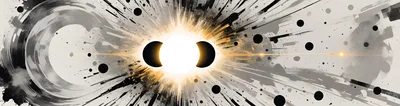 Abstract Artistic Solar Eclipse With Ink Splatter Effects