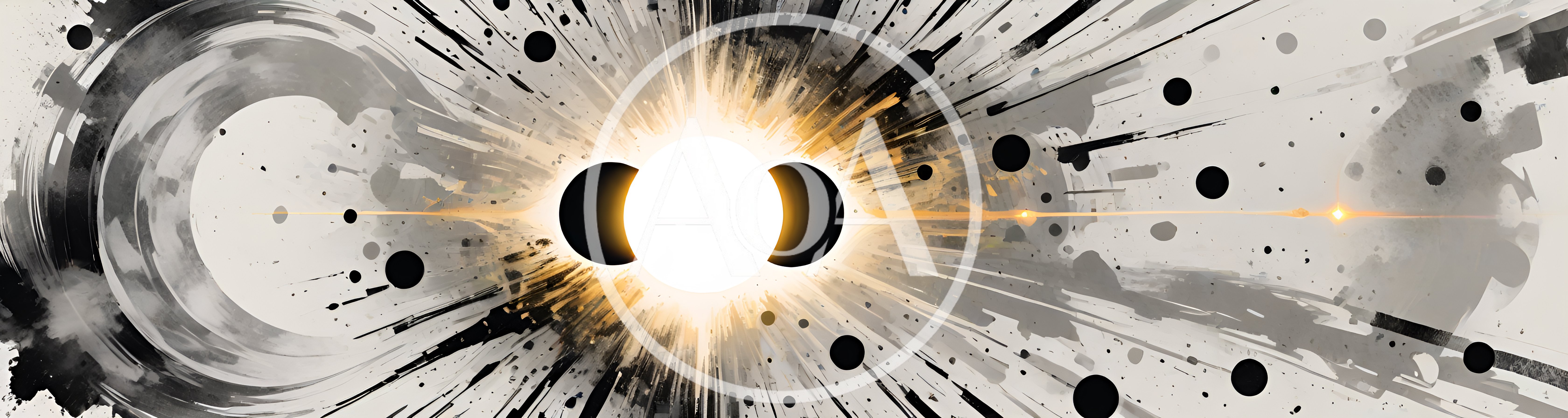 Abstract Artistic Solar Eclipse With Ink Splatter Effects