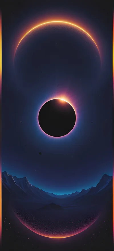 Surreal Solar Eclipse Over A Mountainous Alien Landscape