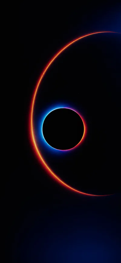 Abstract Glowing Neon Circular Rings On Black Background
