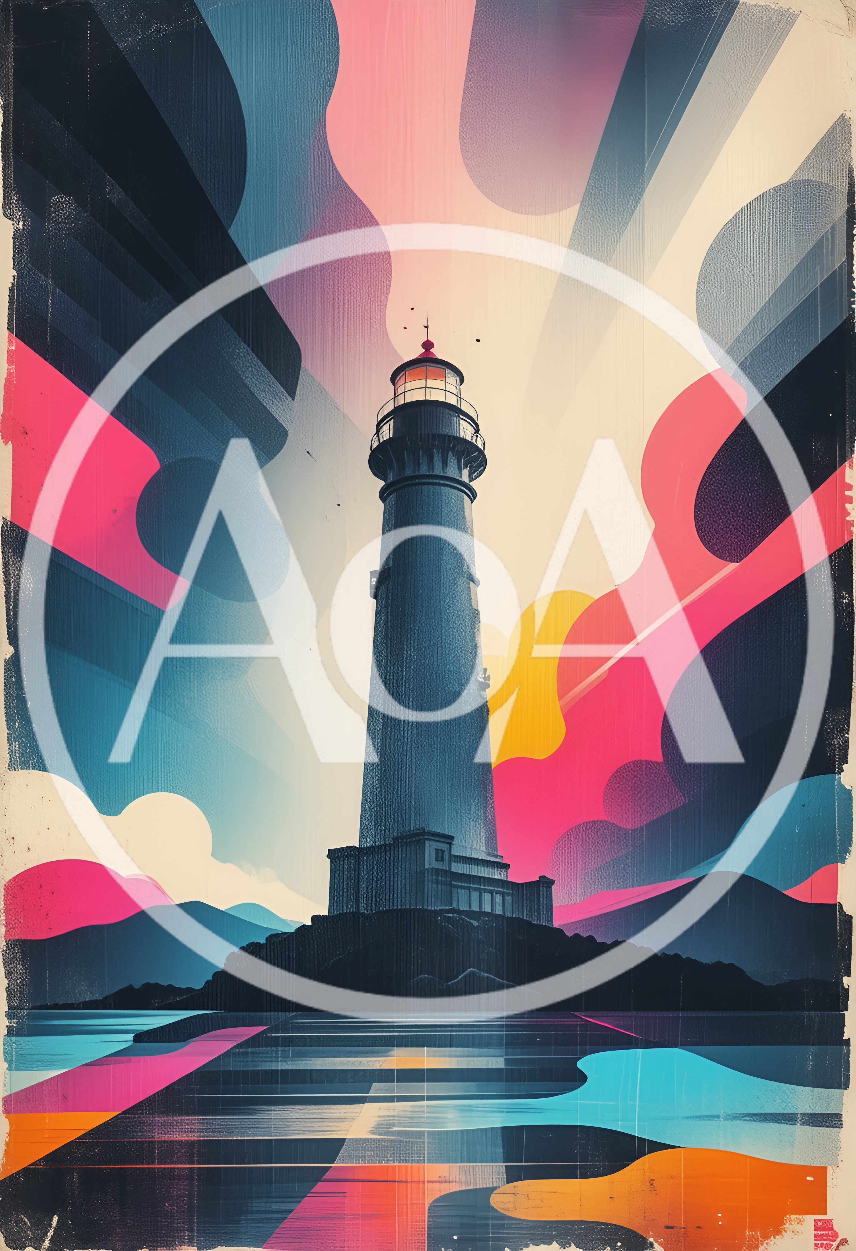 Abstract Stylized Lighthouse Illustration With Vibrant Colors