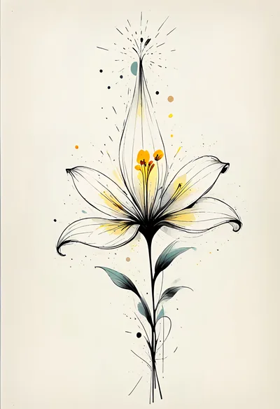 Minimalist Line Art Lily Flower Illustration