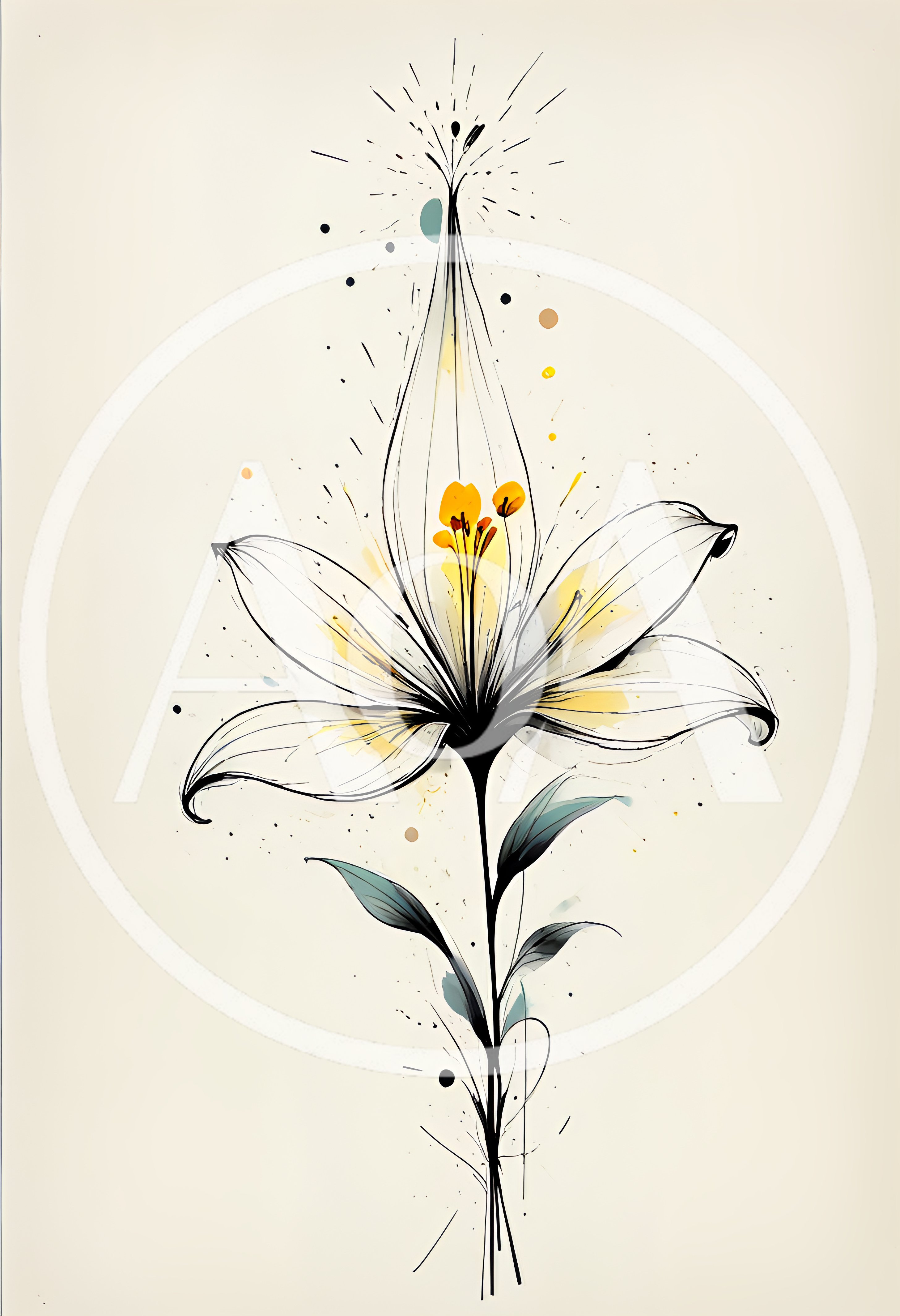 Minimalist Line Art Lily Flower Illustration
