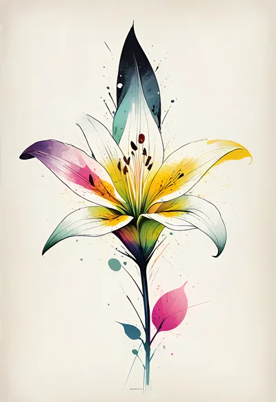 Watercolor Illustration Of A Vibrant Lily Flower