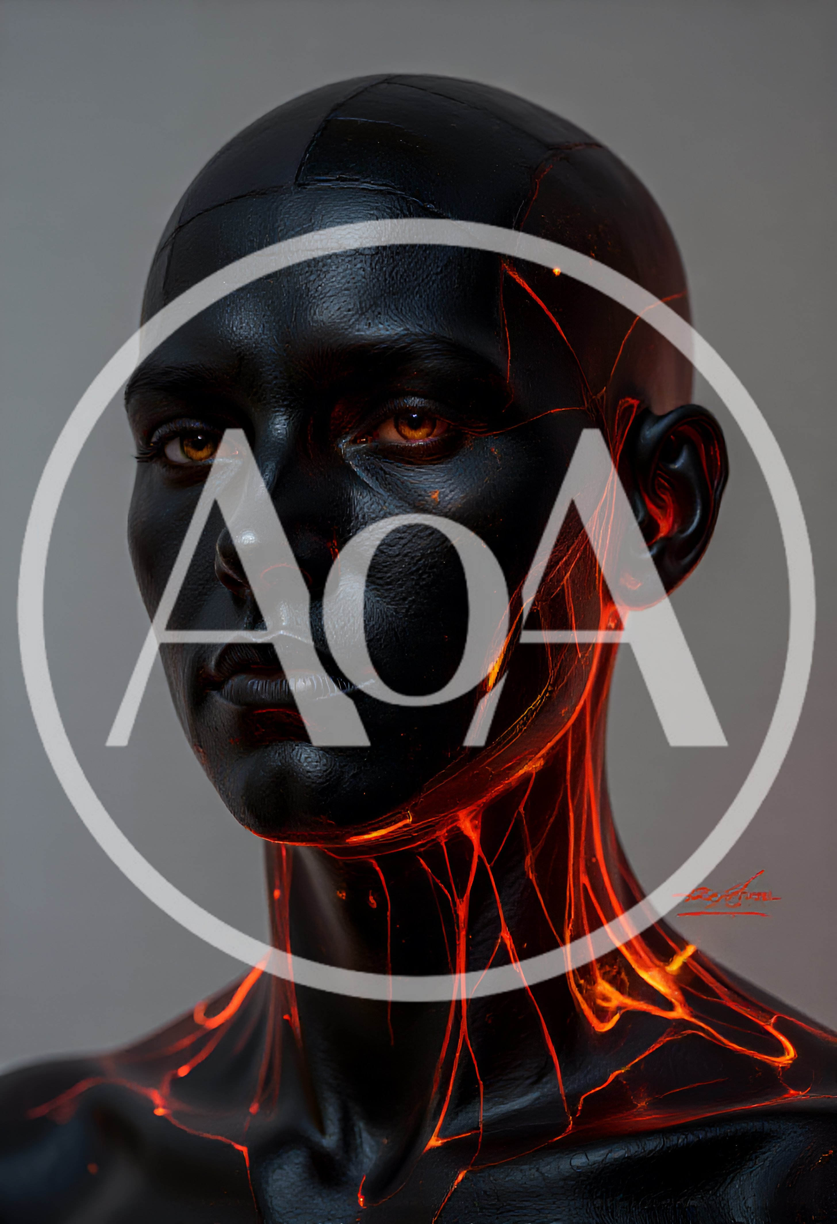 Surreal Portrait Of A Black Obsidian Humanoid Figure
