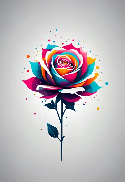 Colorful Abstract Watercolor Rose Illustration
