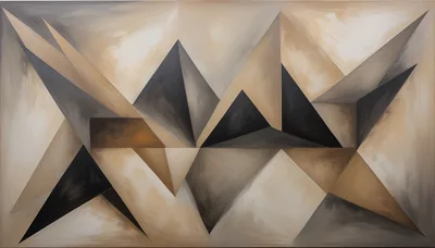 Abstract Geometric Oil Painting With Sharp Angular Shapes
