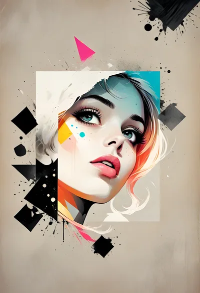 Stylized Digital Portrait Of A Young Woman