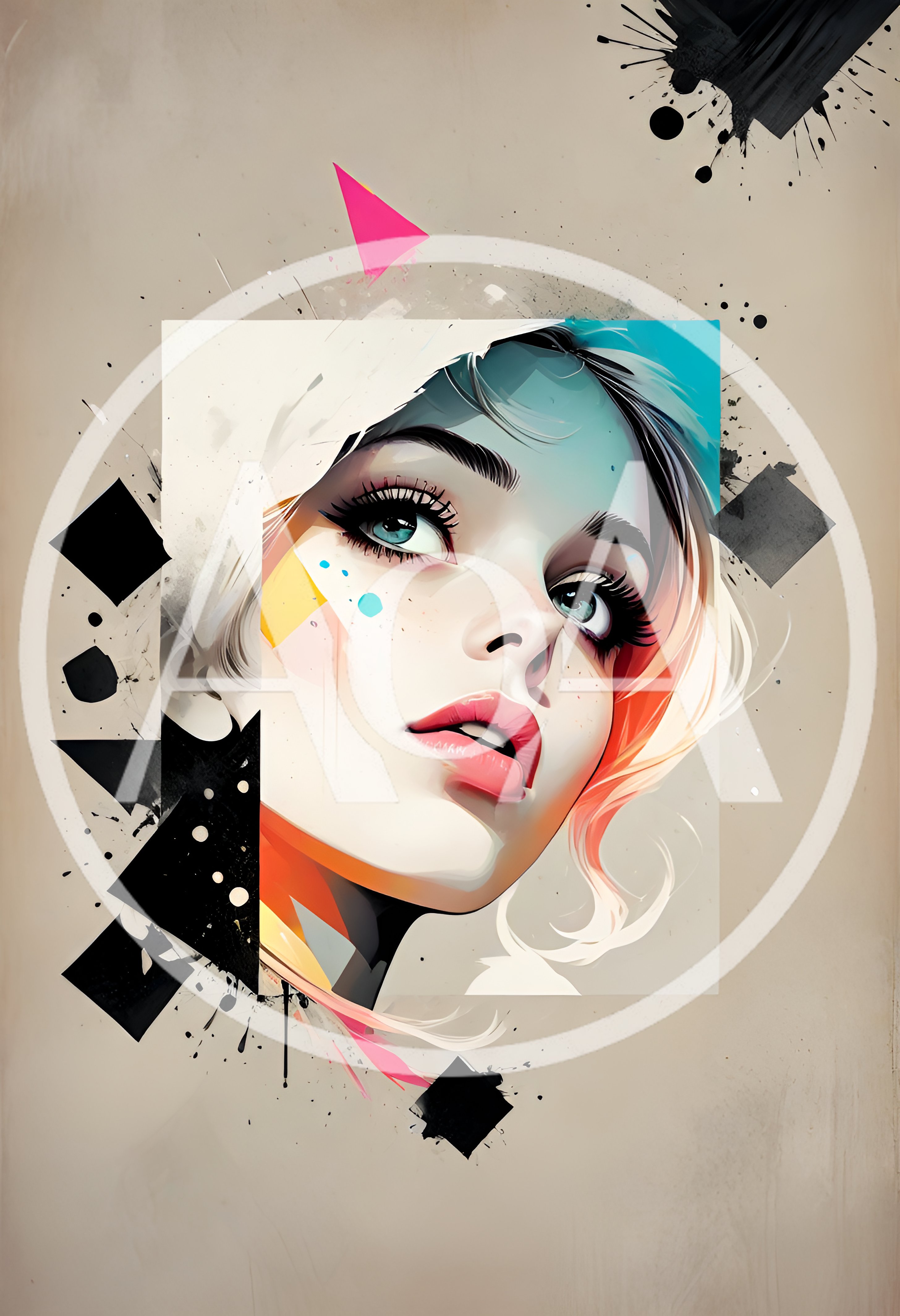Stylized Digital Portrait Of A Young Woman