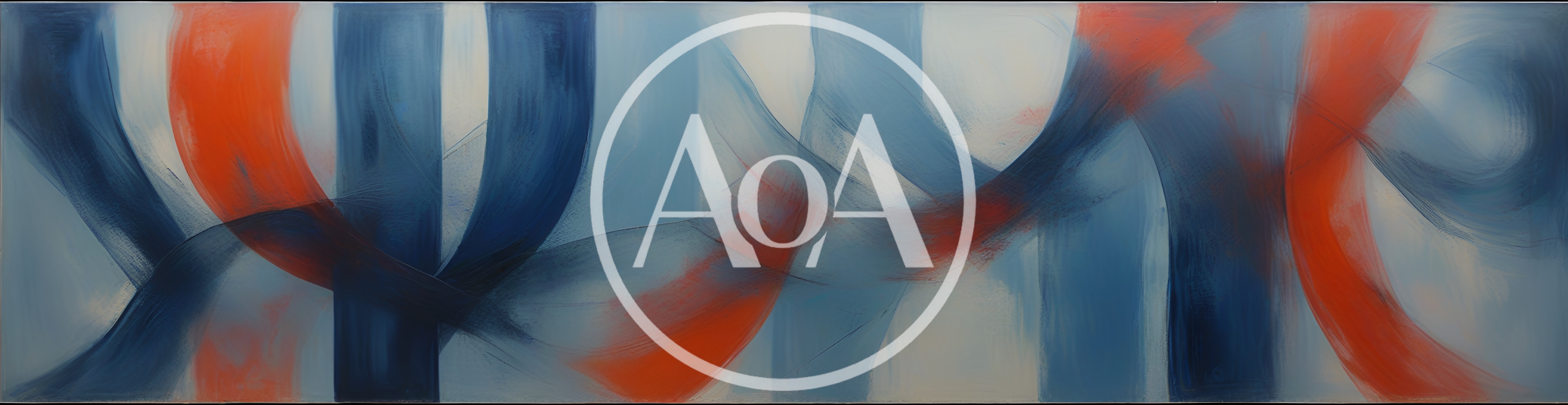 Abstract Painting With Sweeping Blue And Orange Brushstrokes