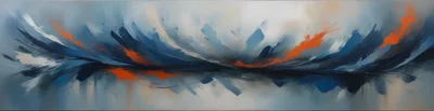 Abstract Oil Painting With Blue And Orange Brushstrokes