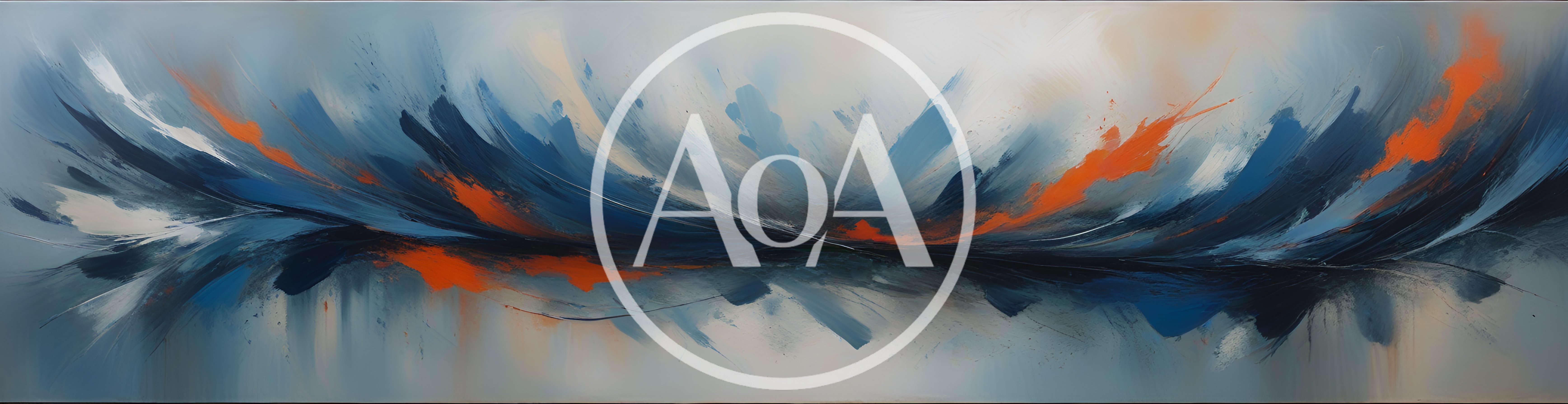 Abstract Oil Painting With Blue And Orange Brushstrokes