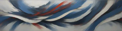 Abstract Oil Painting With Flowing Blue And Red Strokes