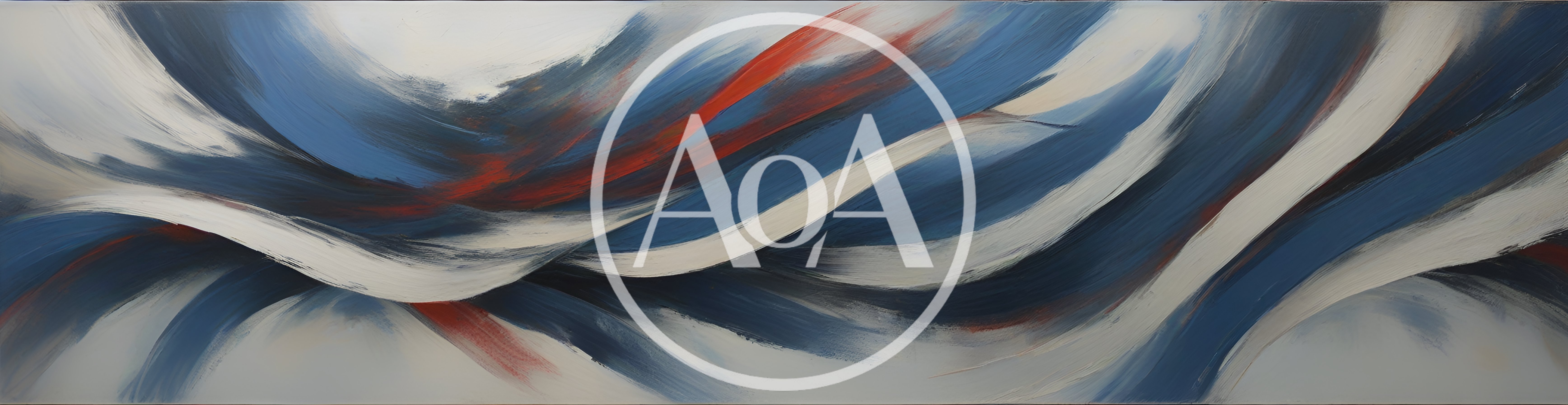 Abstract Oil Painting With Flowing Blue And Red Strokes