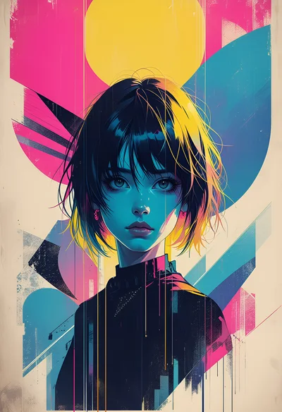 Stylized Digital Portrait Of A Young Woman