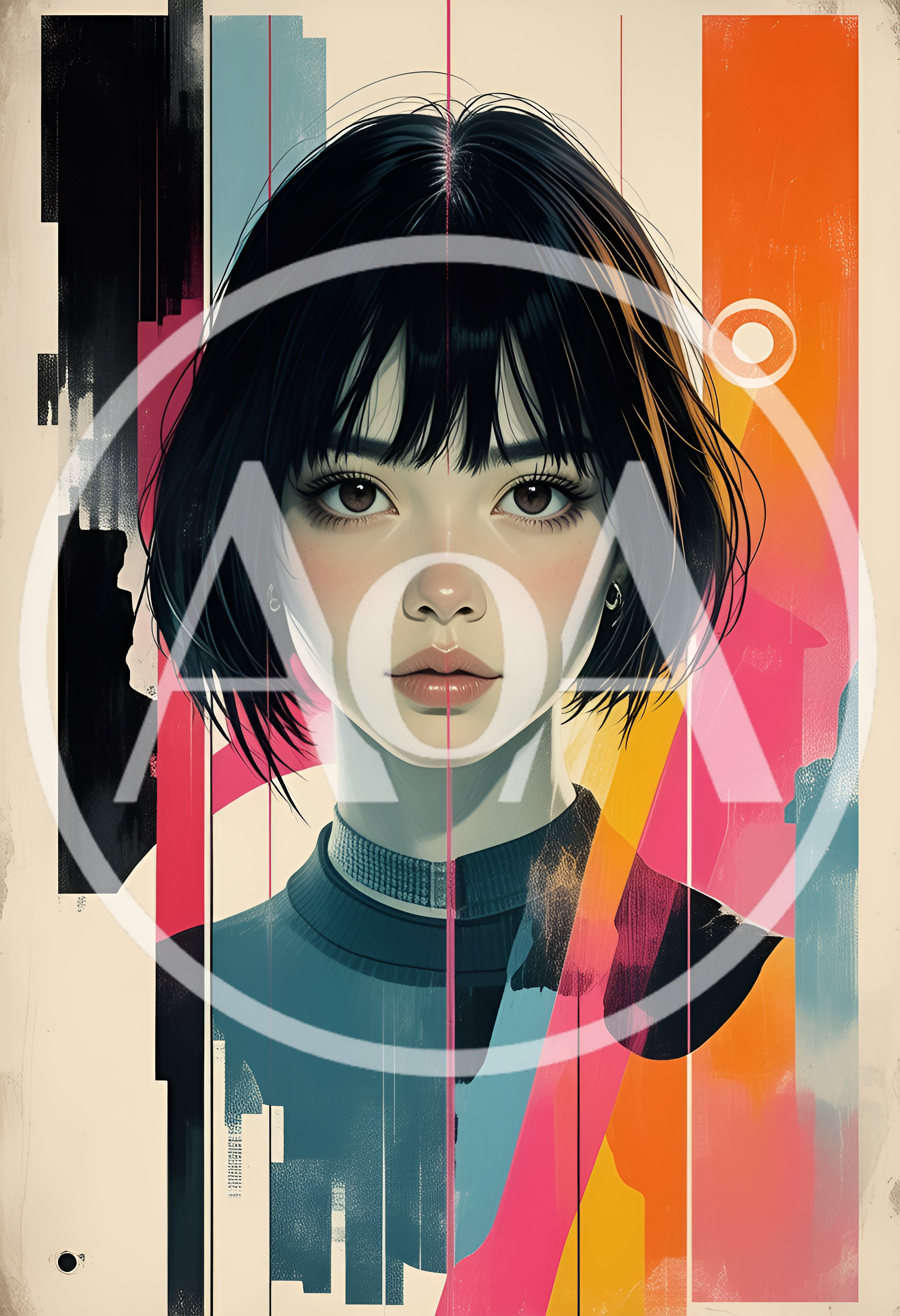 Stylized Digital Portrait Of A Young Woman