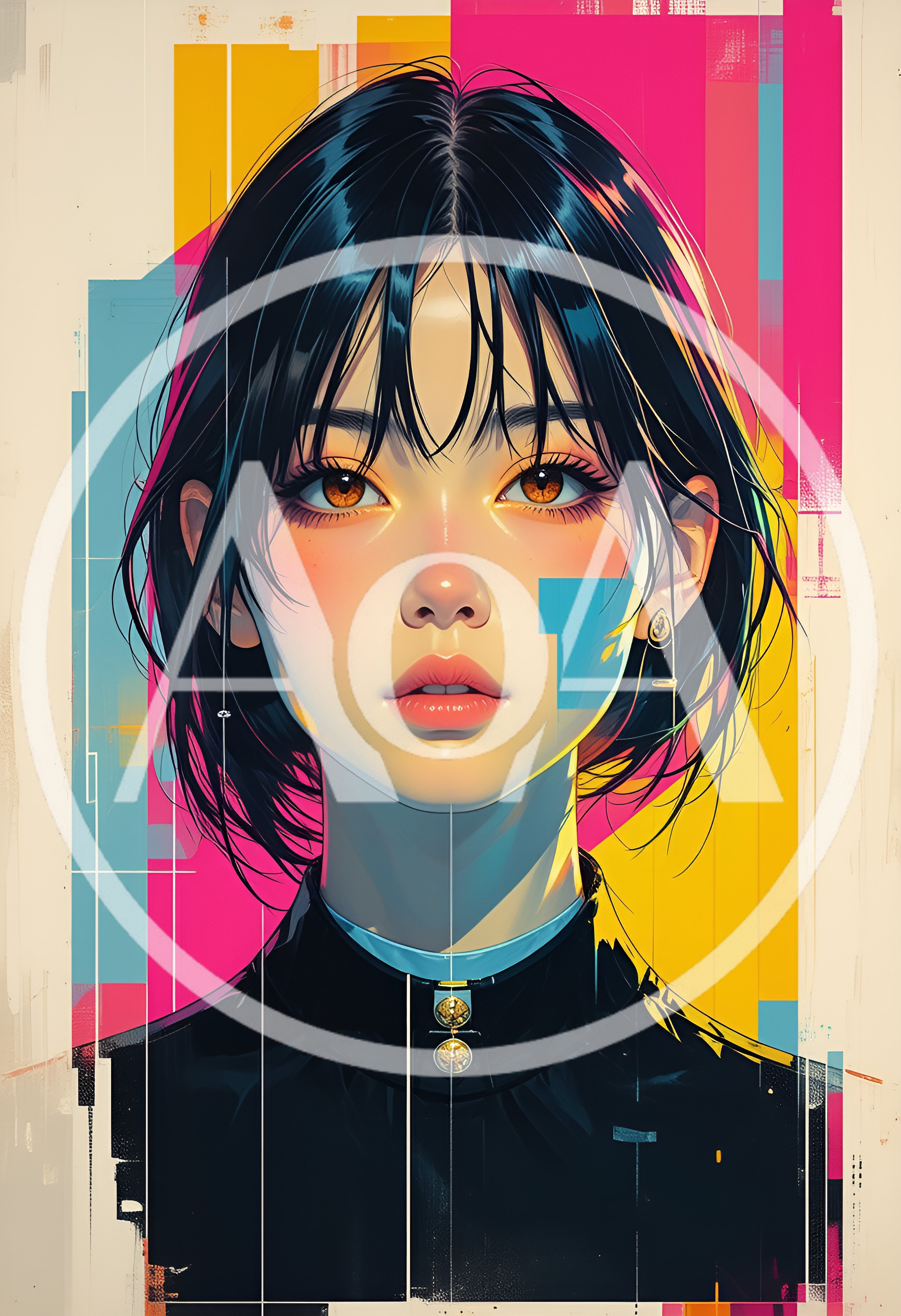 Digital Illustration Of A Young Woman With Dark Hair