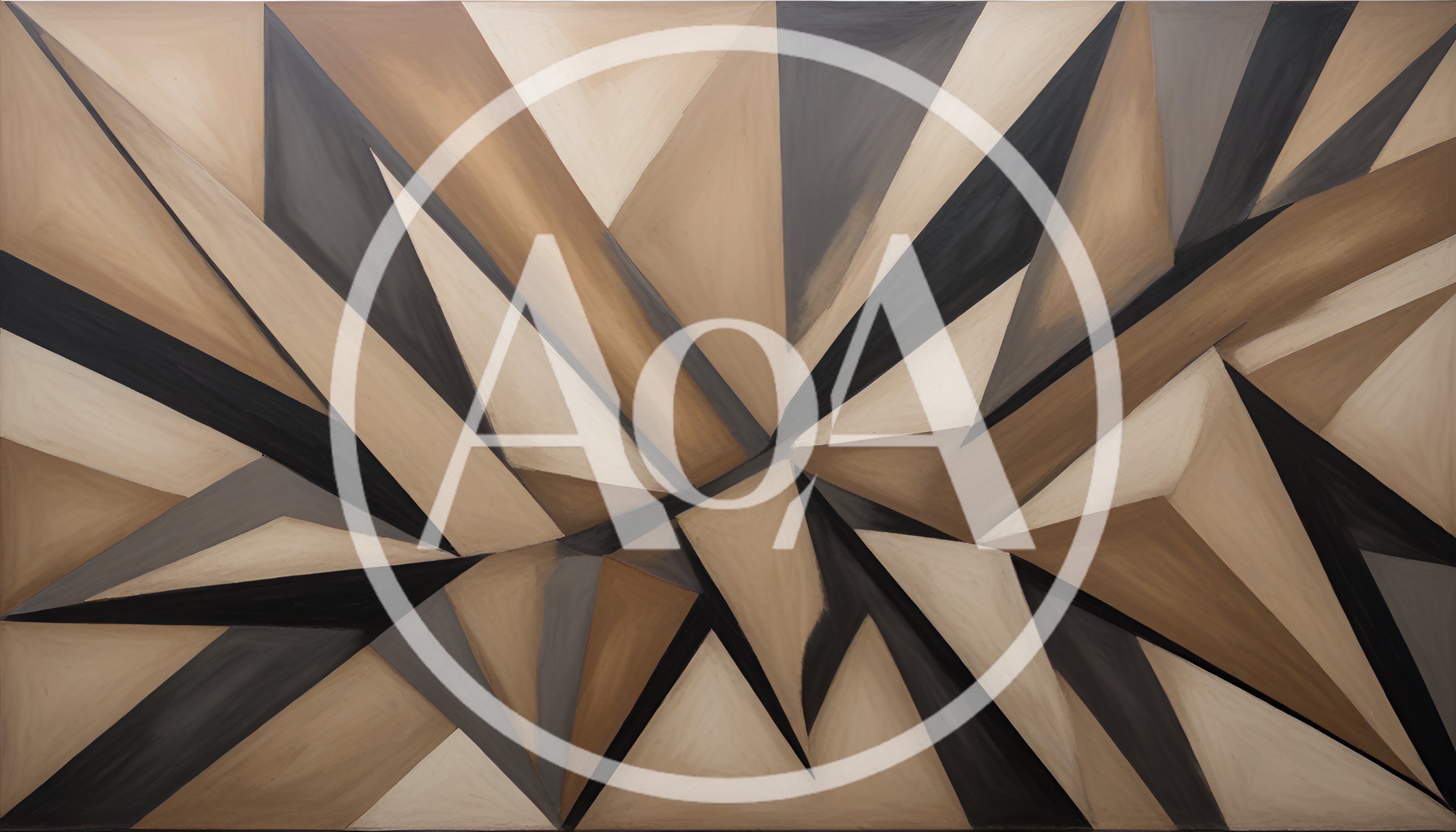 Abstract Geometric Painting With Angular Brown And Grey Shapes