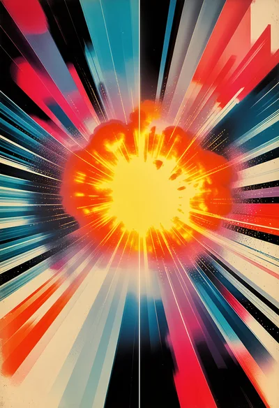 Abstract Explosion With Radiant Light Rays And Colors