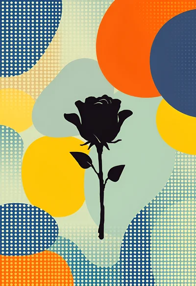 Abstract Minimalist Rose Silhouette Illustration