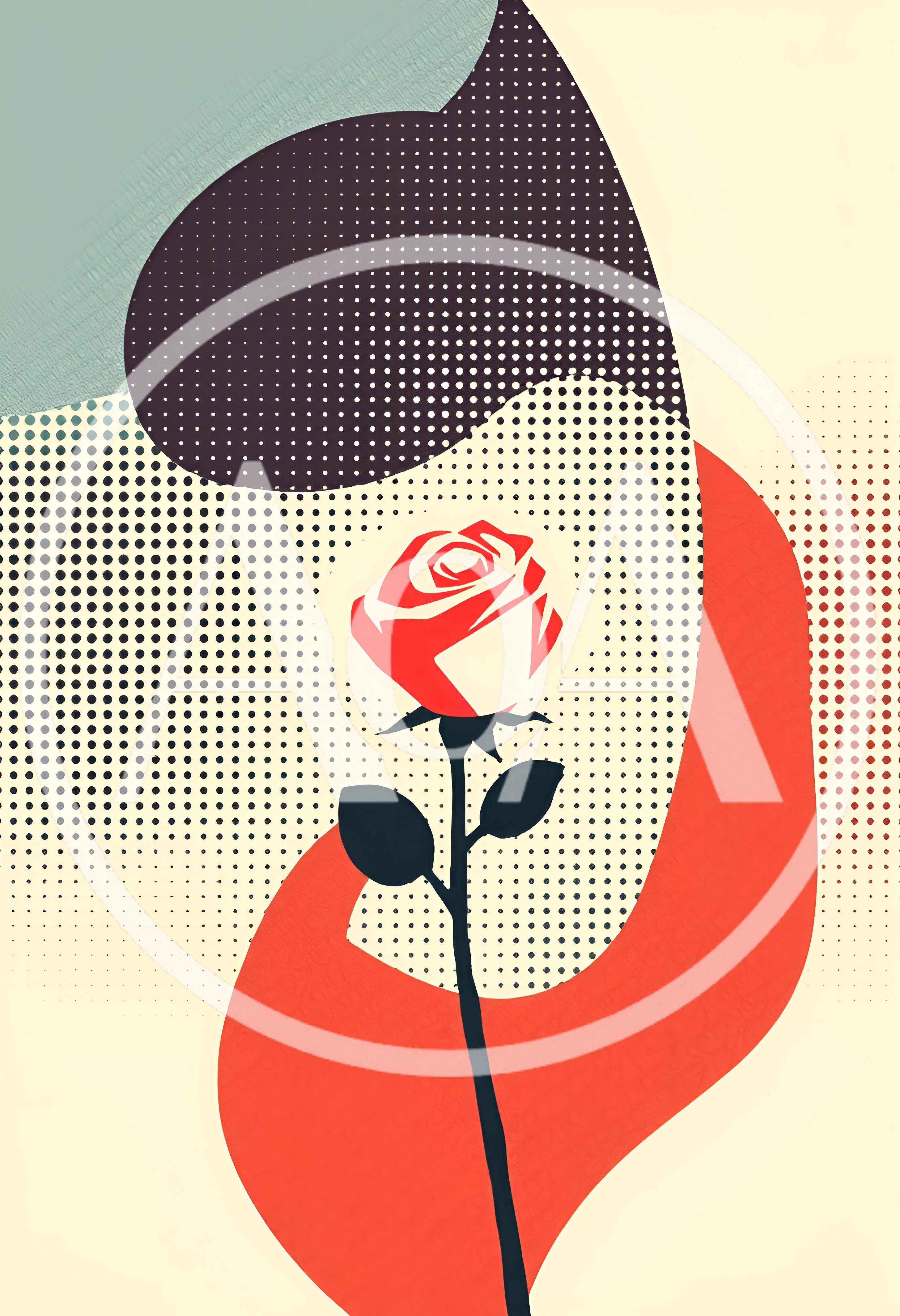 Abstract Minimalist Illustration Featuring A Single Red Rose