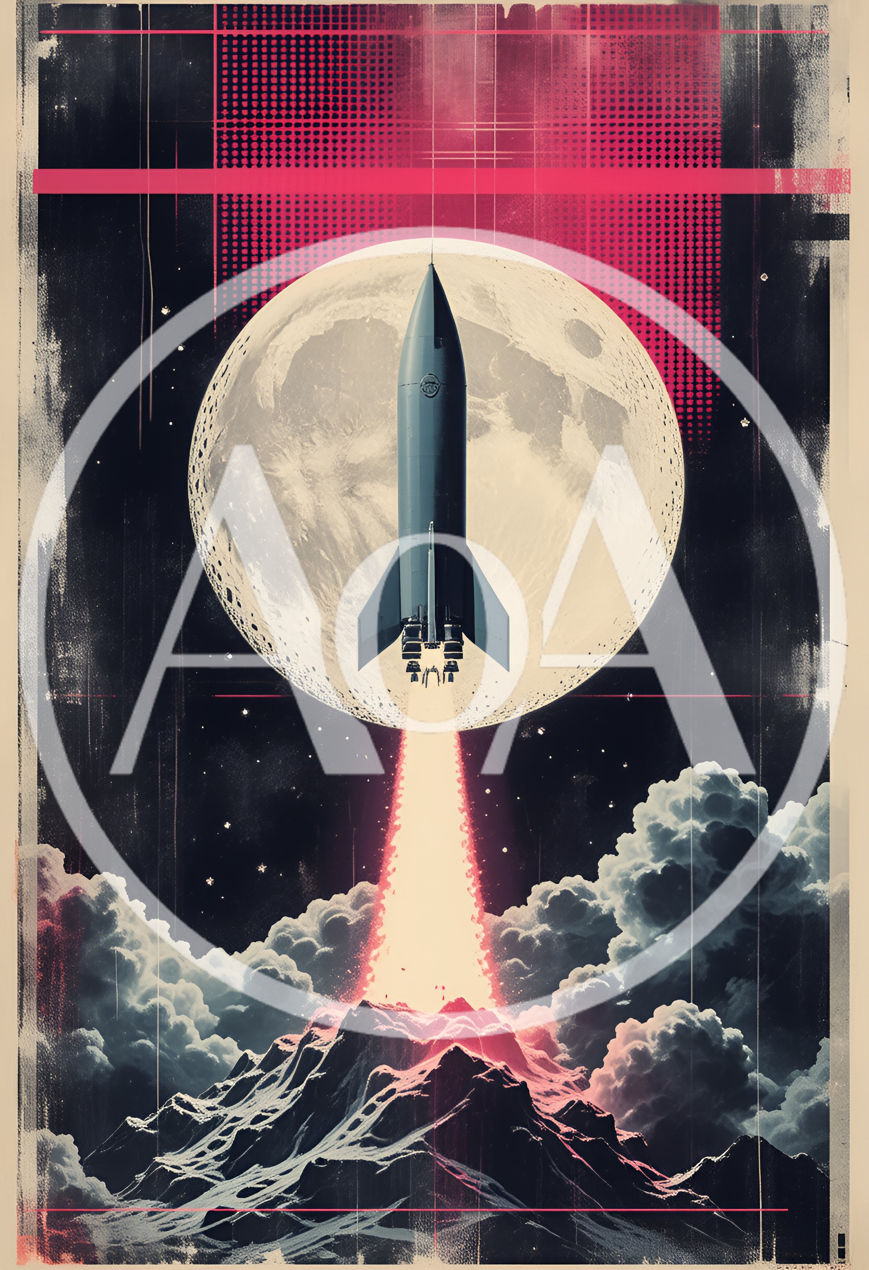 Retro Rocket Launching From Mountain Into Space