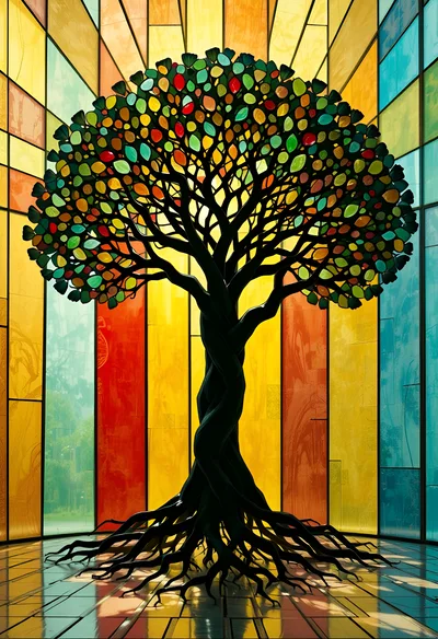 Stained Glass Tree Art Installation