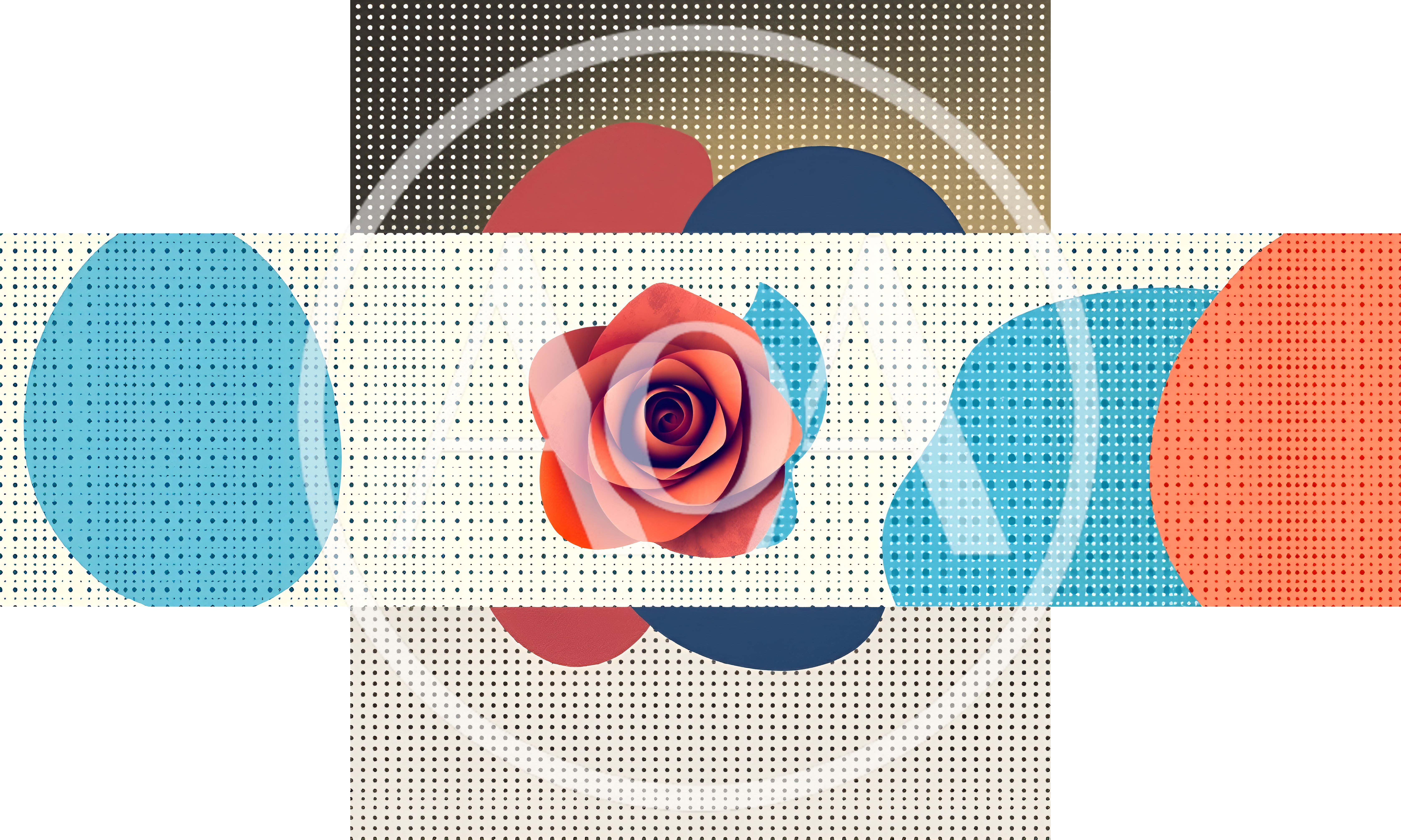Abstract Graphic Design Featuring A Central Red Rose