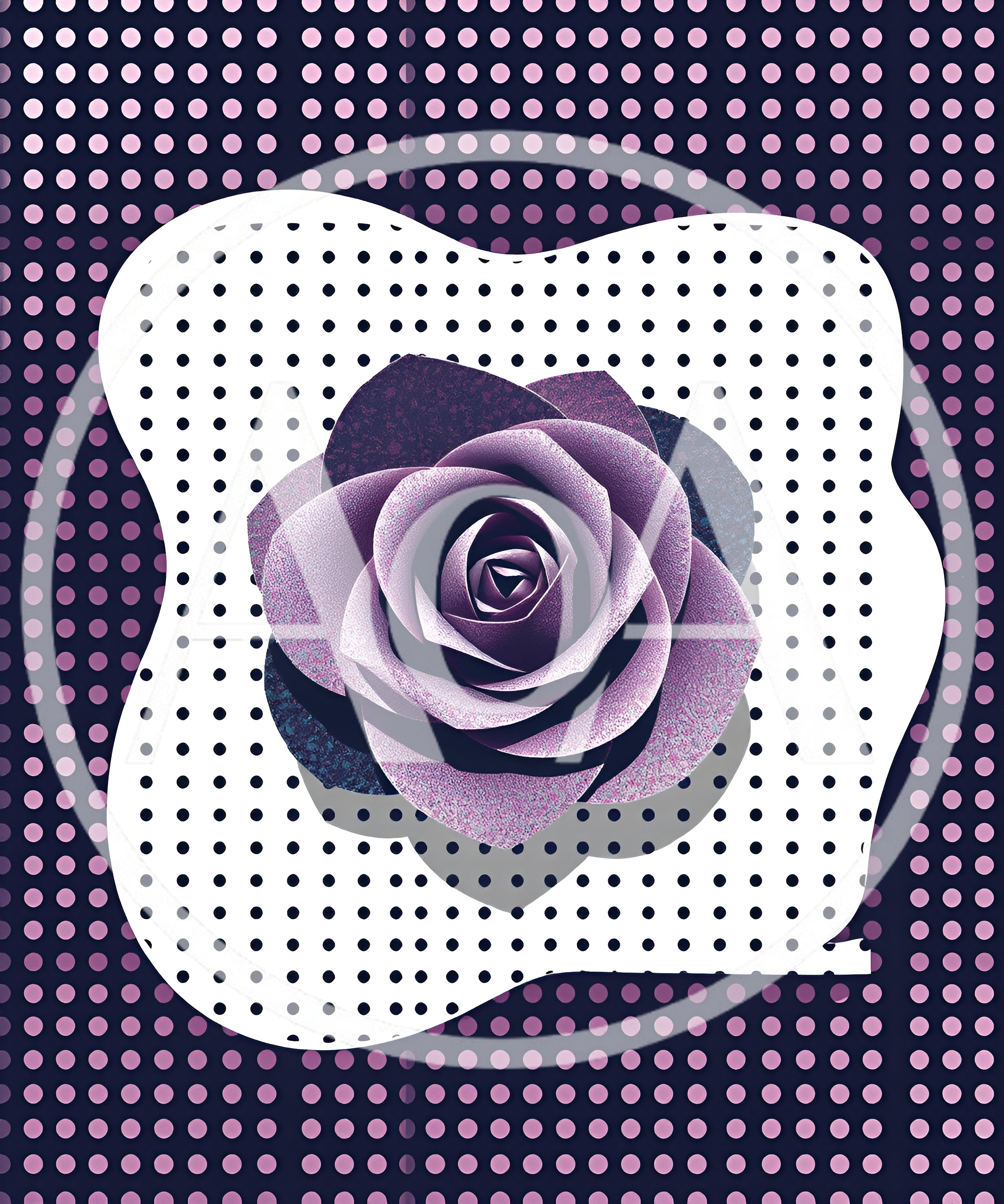 Purple Paper Rose On Polka Dot Background