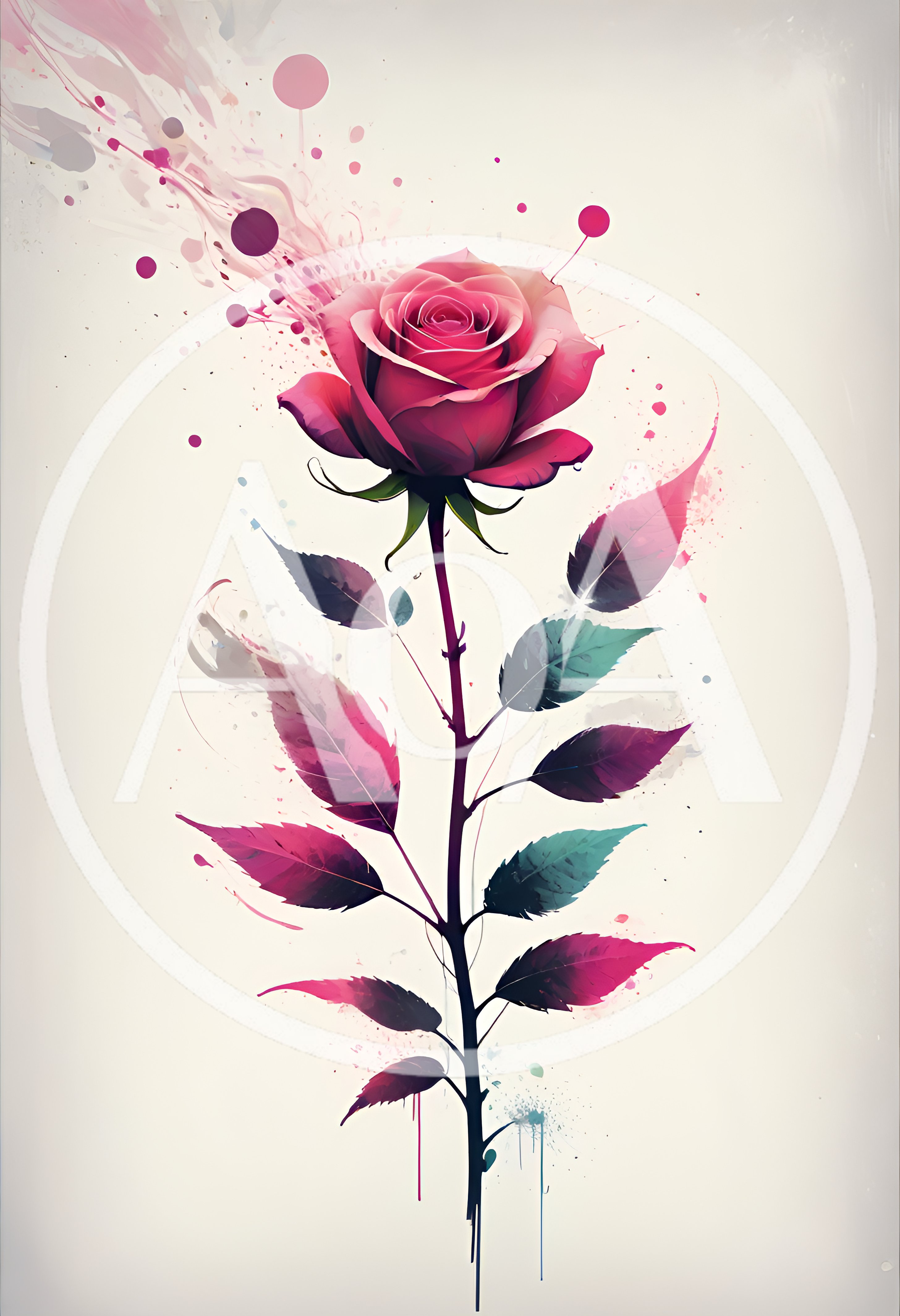 Watercolor Illustration Of A Single Pink Rose