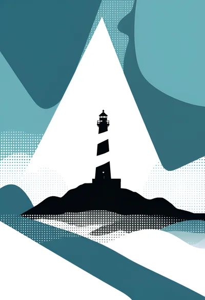 Minimalist Lighthouse Illustration With Geometric Abstract Shapes