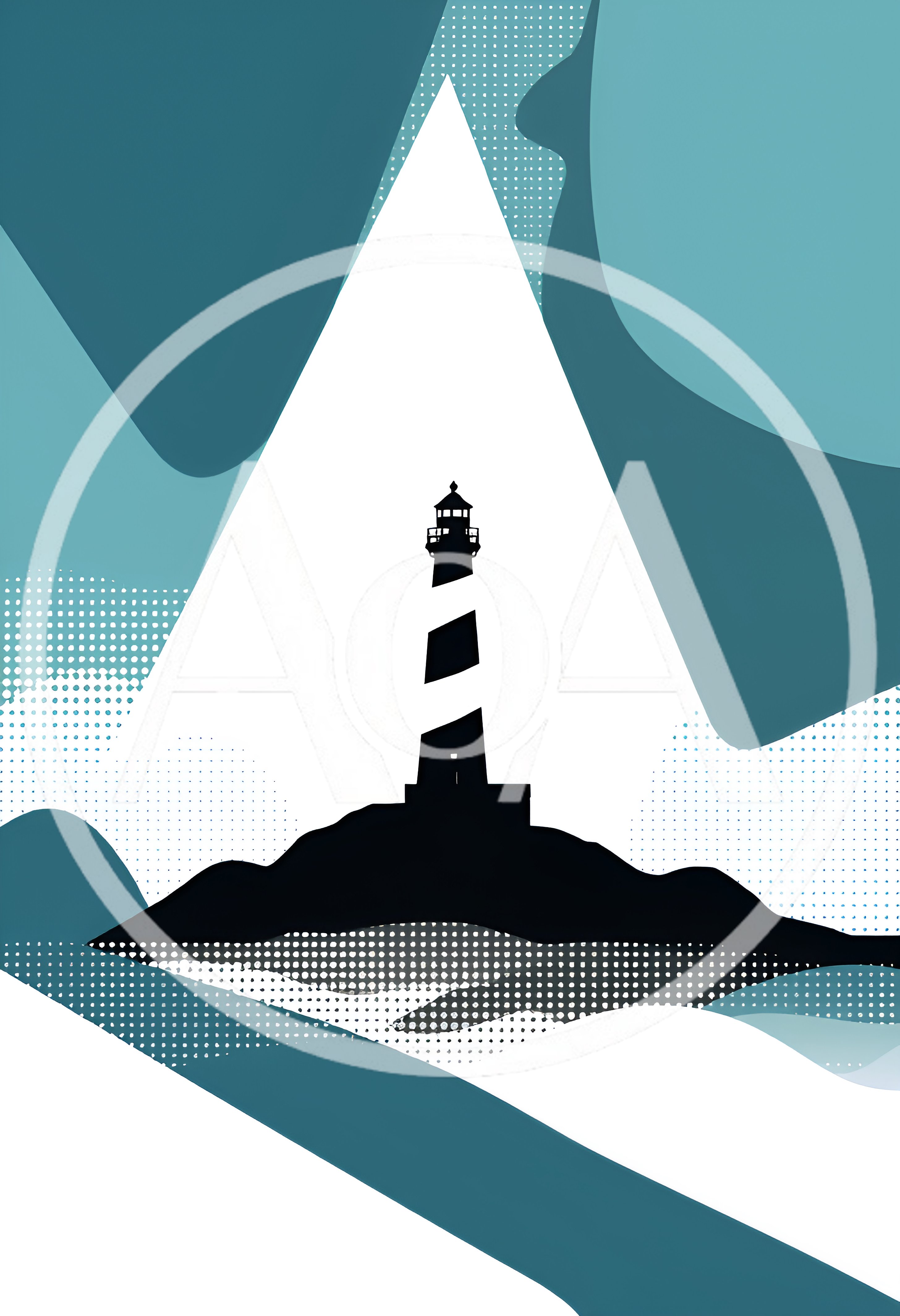 Minimalist Lighthouse Illustration With Geometric Abstract Shapes