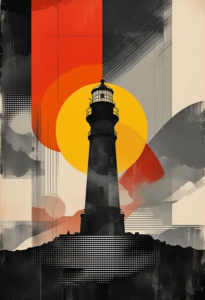 Abstract Graphic Illustration Of A Lighthouse