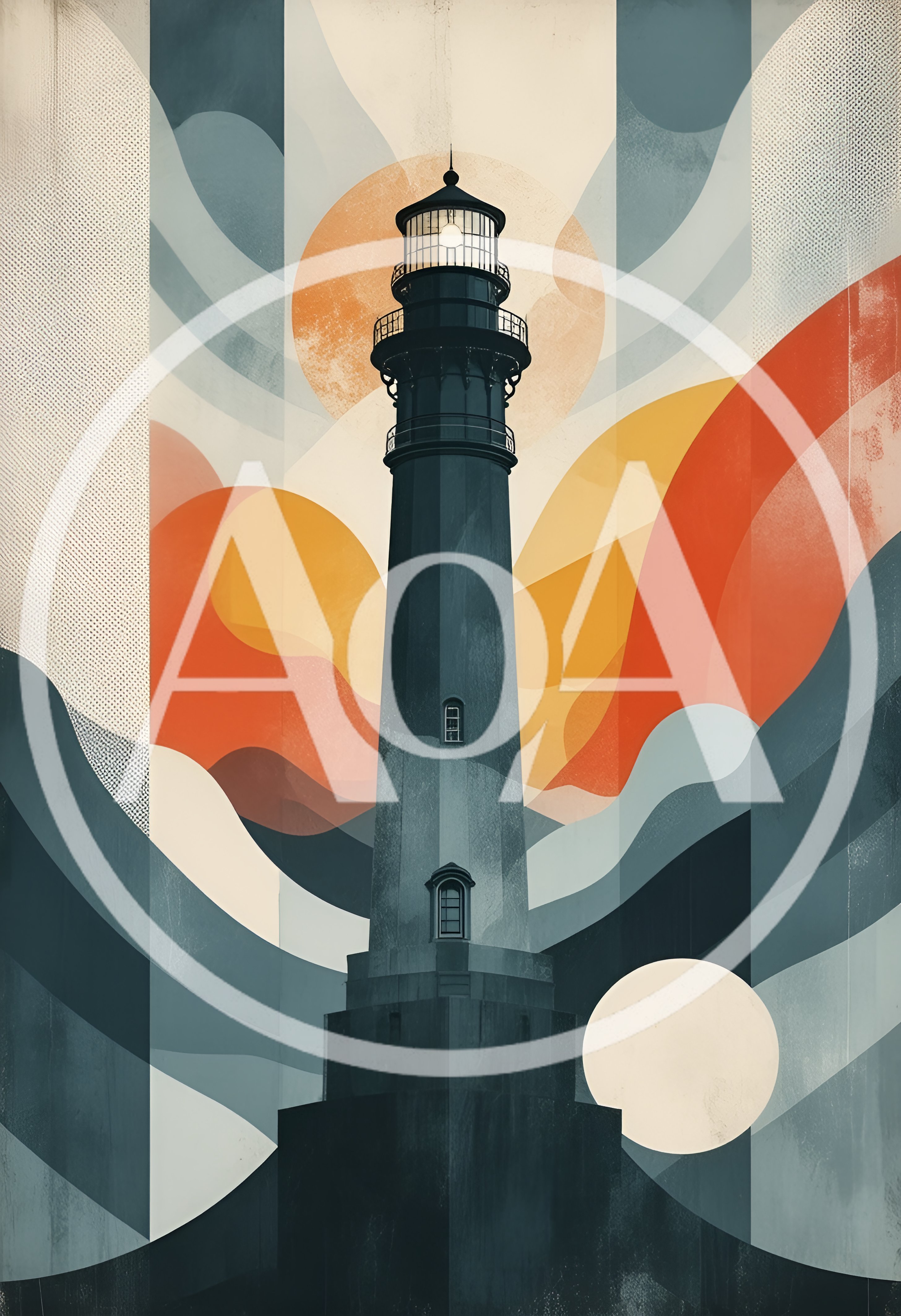 Abstract Illustration Of A Lighthouse At Sunset