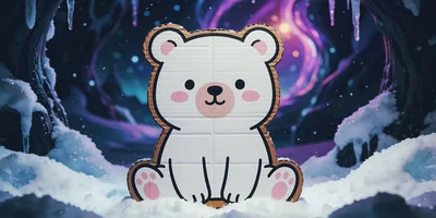 Cardboard Cutout Polar Bear In Snowy Forest