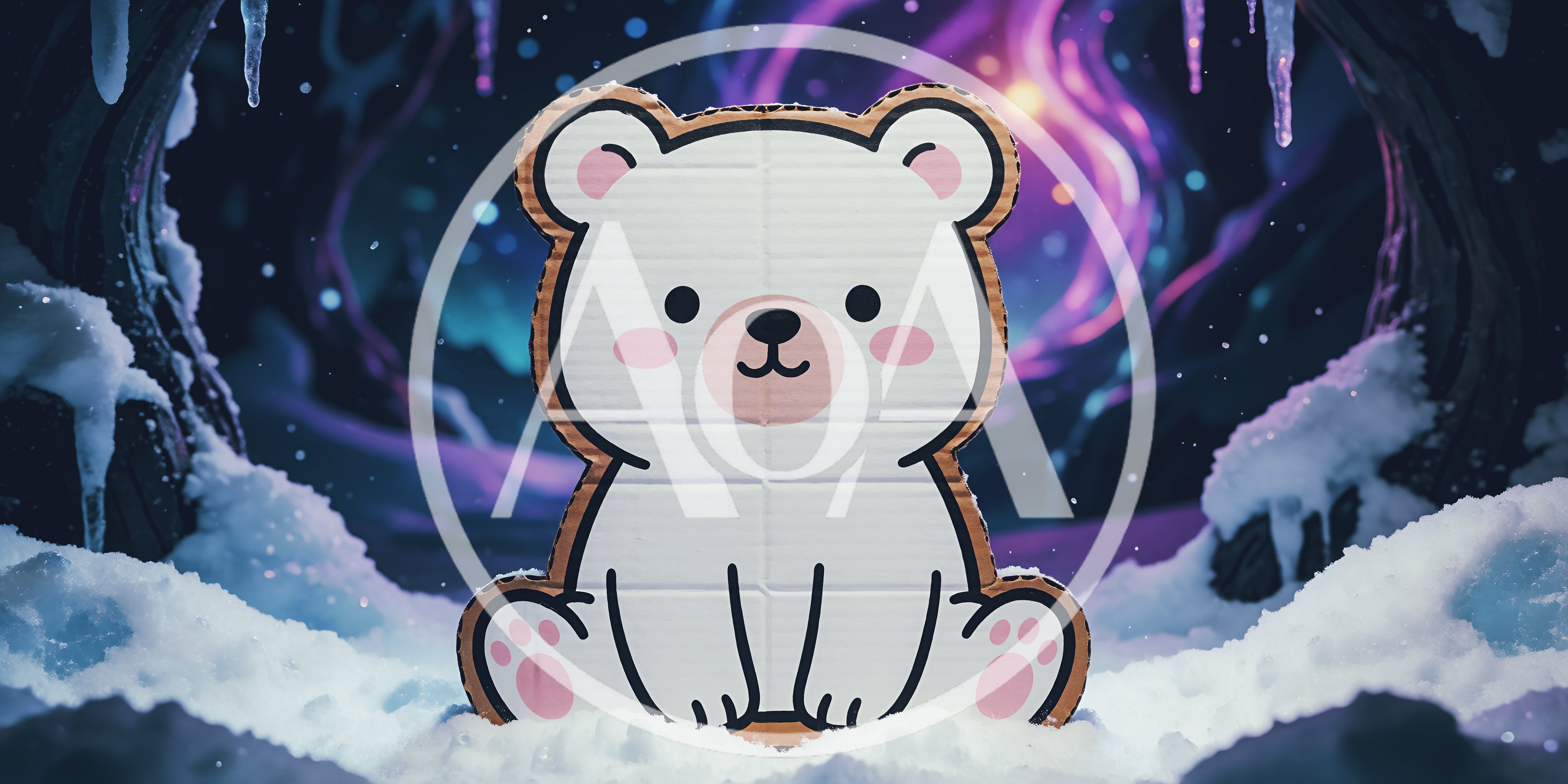Cardboard Cutout Polar Bear In Snowy Forest