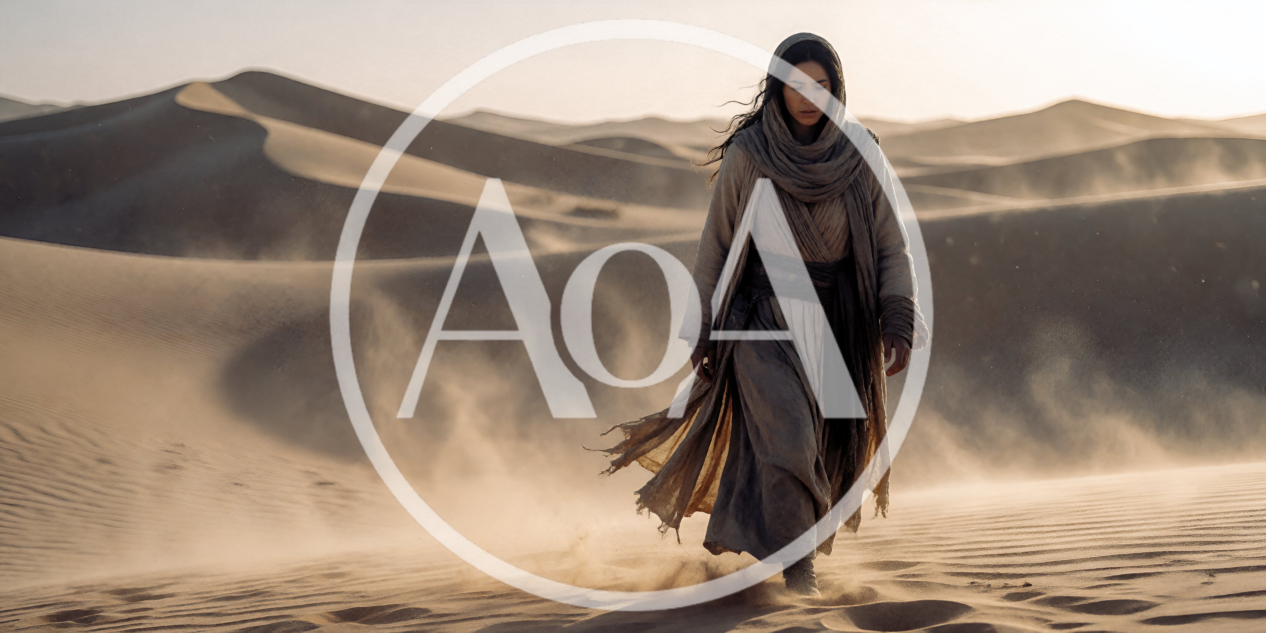 Woman Walking Through A Vast Desert Landscape