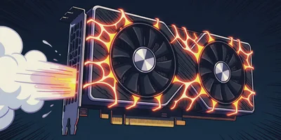 Overheating Graphics Card With Glowing Heat And Smoke