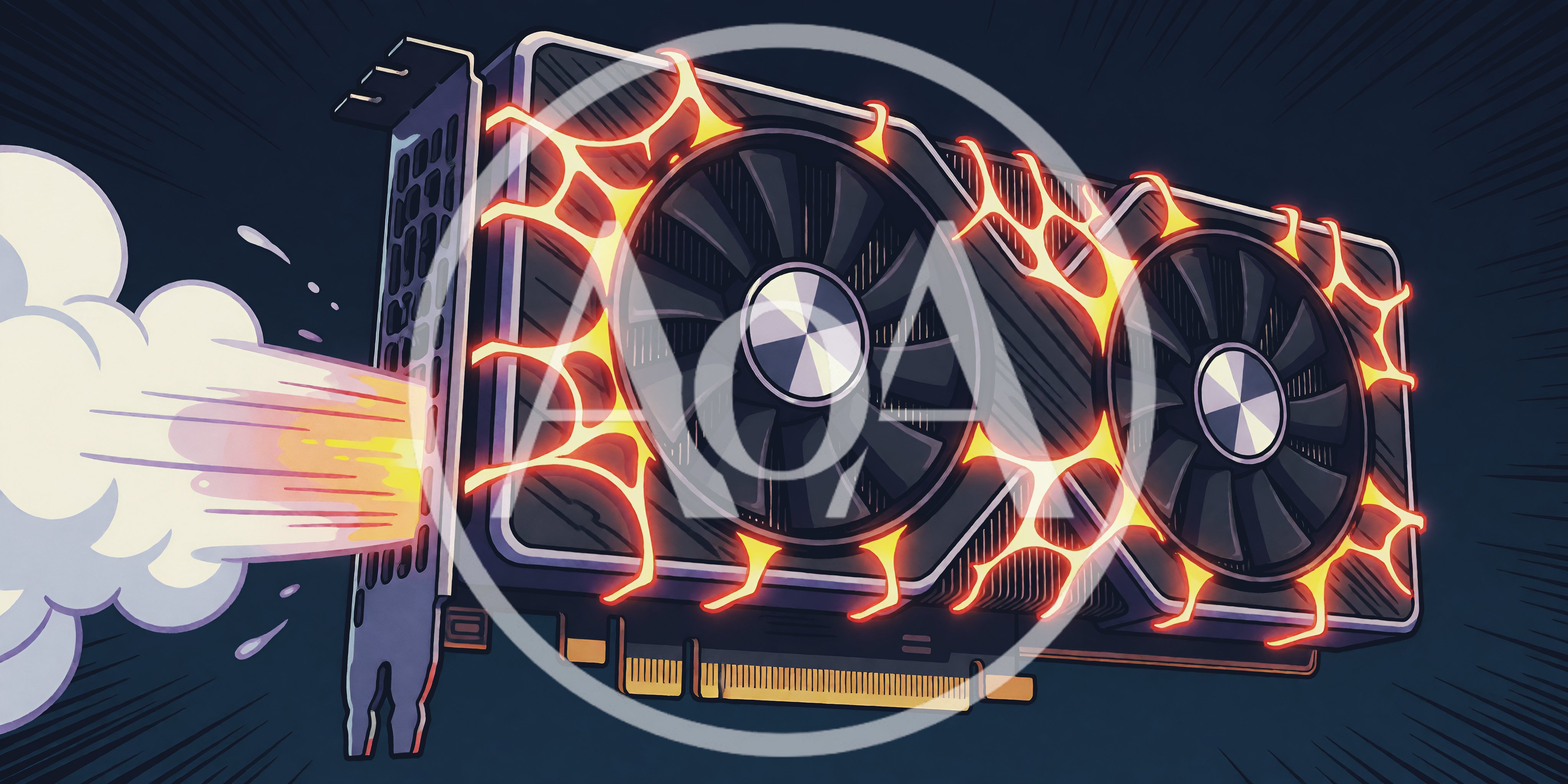 Overheating Graphics Card With Glowing Heat And Smoke
