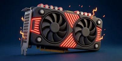 3D Rendered Graphics Card With Glowing Red Accents
