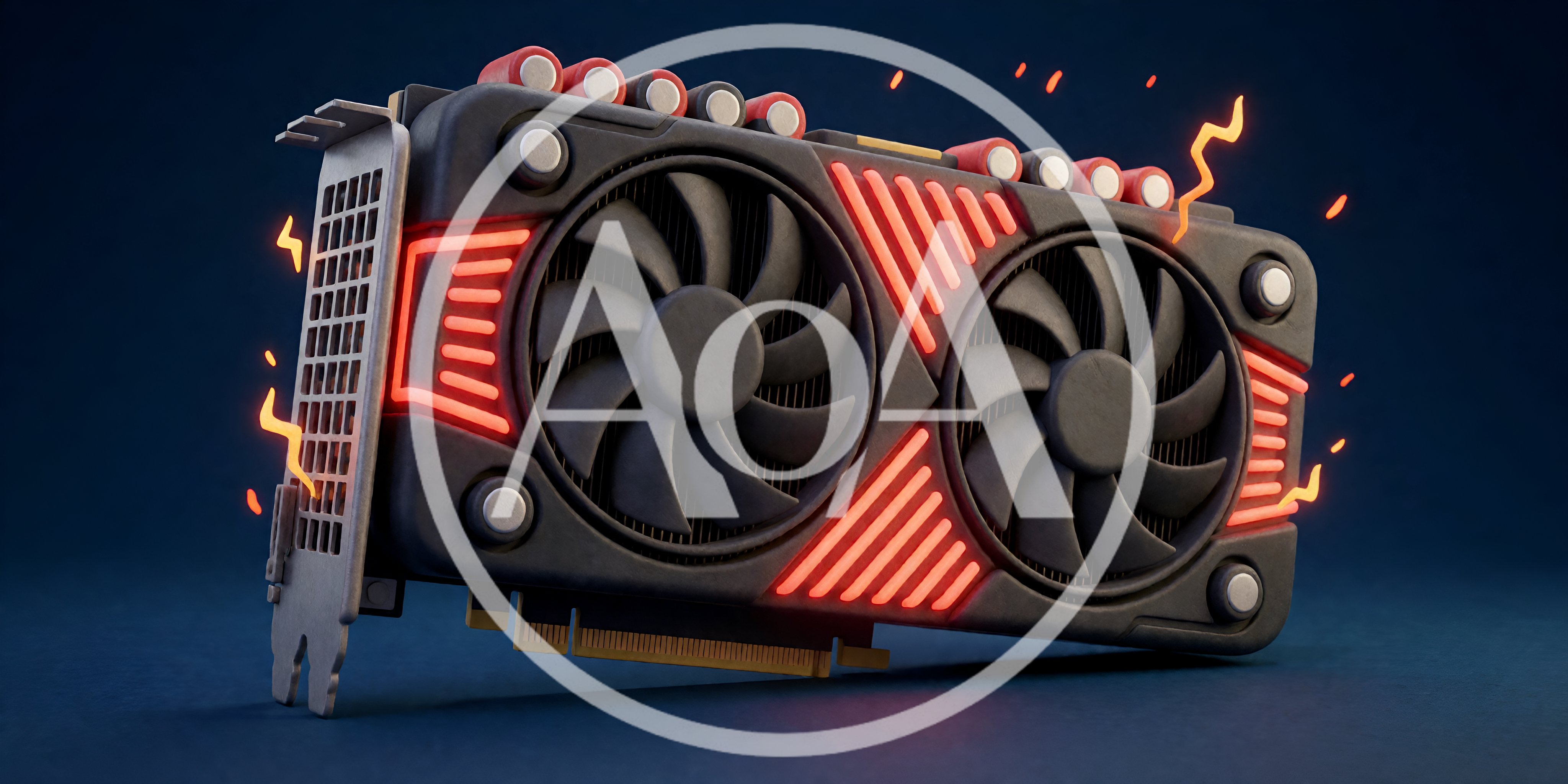 3D Rendered Graphics Card With Glowing Red Accents
