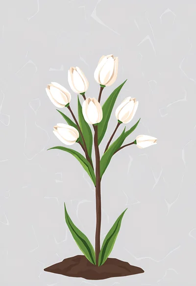 Illustration Of A Cluster Of White Tulips