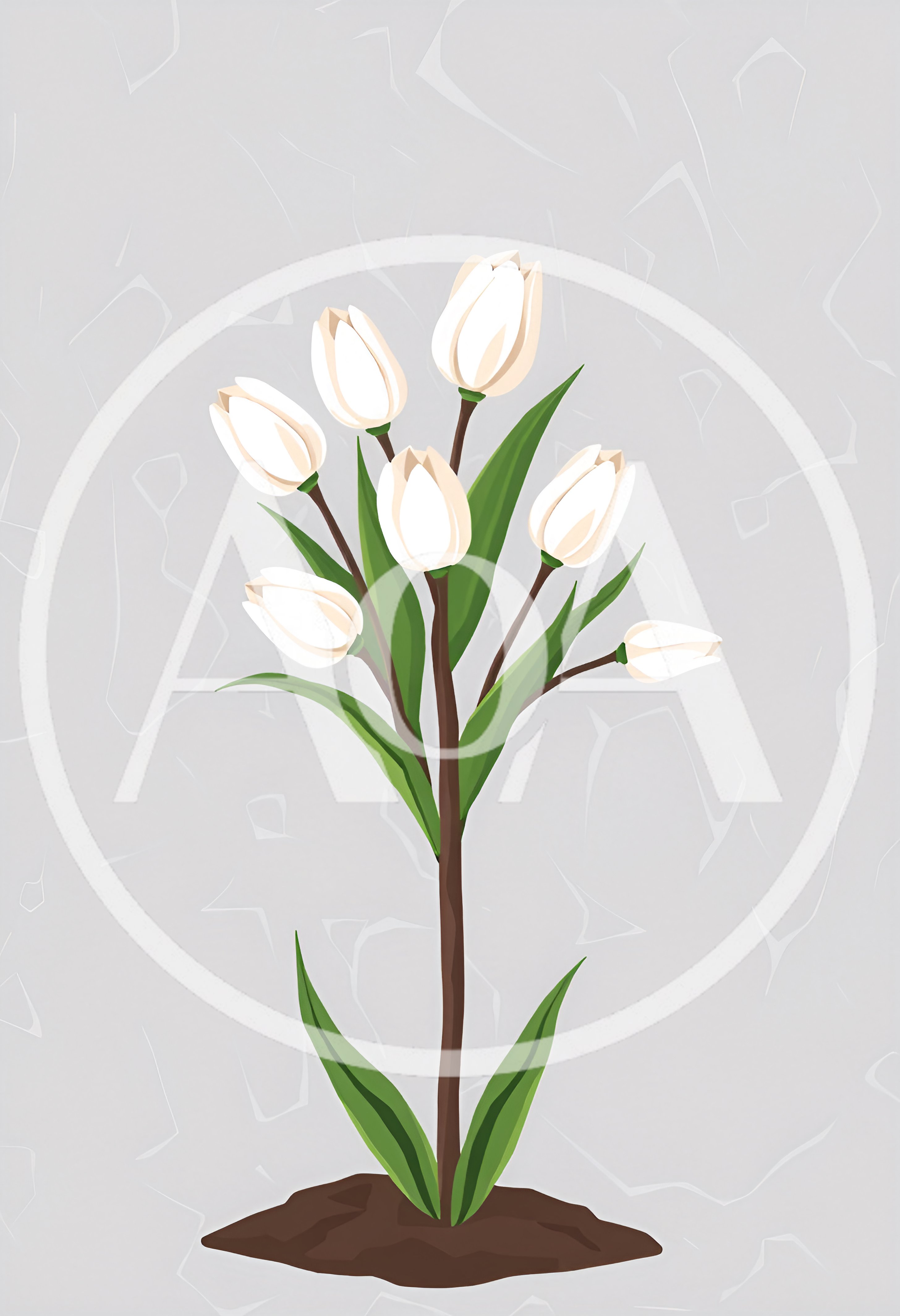Illustration Of A Cluster Of White Tulips